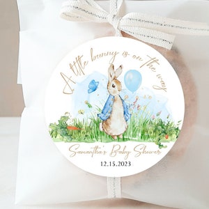 Personalized Peter Rabbit Baby Shower Stickers, Peter Rabbit Theme Baby Shower Stickers, Party Favor Labels, Customized , 4 Sizes, Glossy