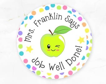 Personalized Job Well Done, Teacher Name Labels, Labels for Teachers, Teacher Stickers, Stickers for Teachers, 4 Sizes, Printed Stickers