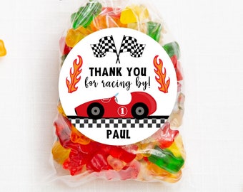 Racing Birthday Stickers, Race Car Birthday Party Favor Stickers, Party Favor Labels, Customized , 4 Sizes, Printed Stickers, Two Fast