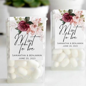 Personalized Burgundy Blush Floral Wedding Mint Labels, Customized Mint to Be Stickers, Wedding Favor Labels, Mint to Be Labels, Burgundy