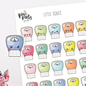 Kawaii Weight Scale Planner Stickers , Plan with Me Planner Stickers, Cute Planner Stickers, Bullet Journal Stickers, Day Designer Stickers
