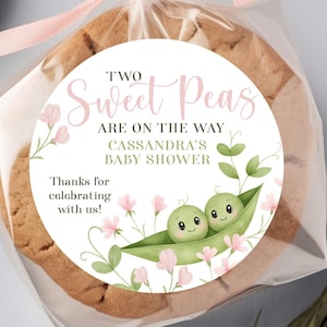 Personalized Sweet Pea Baby Shower Stickers, Sweet Peas Themed Baby Shower Stickers, Party Favor Labels, Sweet Pea Baby, 4 Sizes, Printed