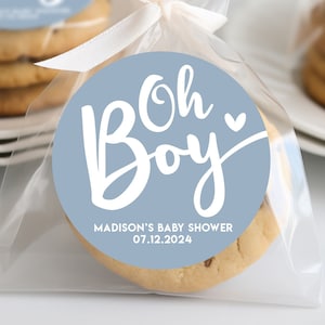 Personalized Oh Boy Baby Shower Stickers, Oh Boy Baby Shower Party Favor Labels, Customized , 4 Sizes, Printed, Blue Baby Boy Shower Favor