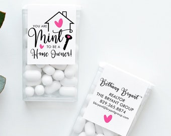 Mint to Be a Home Owner, Real Estate Client Gift, Open House Gift, Personalized, Printed stickers, Realtor Marketing Labels, TicTac Labels
