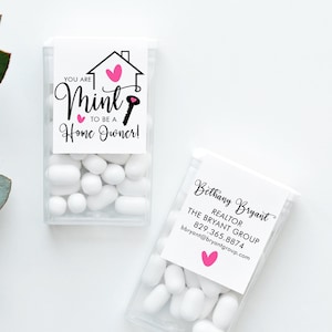 Mint to Be a Home Owner, Real Estate Client Gift, Open House Gift, Personalized, Printed stickers, Realtor Marketing Labels, TicTac Labels
