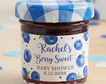 Berry Sweet Baby Shower Mini Jam Jar Stickers, Blueberry Party Favor Stickers, Berry Sweet Baby Shower Jam Jar Labels, Jars NOT INCLUDED