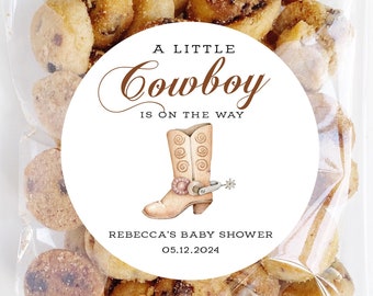 Personalized Cowboy Baby Shower Stickers, Western Theme Baby Shower Stickers, Party Favor Labels, Customized , 4 Sizes, Printed Stickers