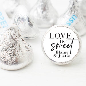 El amor es dulce Pegatinas de boda, Pegatinas de recuerdo de beso de boda, Etiquetas de beso de boda personalizadas, Pegatinas personalizadas e impresas, 108 etiquetas adhesivas