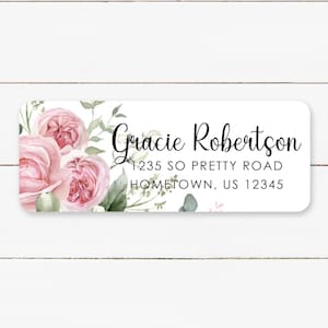 Personalized Floral Return Address Labels, Custom Printed Self-Adhesive Address Stickers, Elegant Envelope Labels for Mail & Invitations