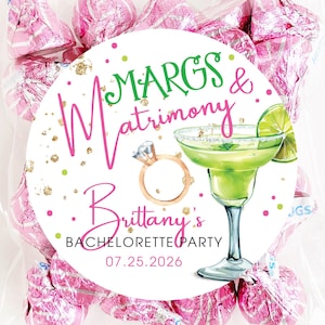 Margs & Matrimony Bachelorette Party Stickers, Customized Bachelorette Party favor Stickers, Party Favor Labels, 4 sizes, Printed Stickers