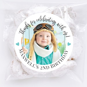 Birthday Photo Stickers, Photo Birthday Birthday Party Favor Stickers, Custom Photo Party Favor Labels, Customized , 4 Sizes, Printed Labels