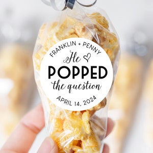He Popped the Question Wedding Stickers, Customized Simple Wedding Stickers, Wedding Favor Labels, 4 sizes, Modern Wedding Favor Labels