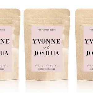 Les autocollants de pochette de café Perfect Blend, autocollants de faveur de café de mariage, faveurs de douche nuptiale de café, étiquettes personnalisées, sacs non inclus