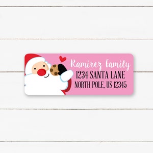 Personalized Christmas Santa Return Address Labels, Cute Santa Christmas Return Address Stickers, Customized Address Label, Customized