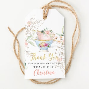 Tea Party Baby Shower Hang Tags, Tea Party Favor Tags, Tea Bridal Shower Tags, Customized , Printed & Shipped, Vintage Tea Party, tea cups