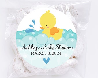 Personalized Rubber Duck Baby Shower Stickers, Yellow Duck Theme Baby Shower Stickers, Party Favor Labels, Customized , 4 Sizes, Printed