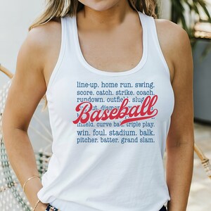 Baseball Fan Women&#39;s Racerback Tank, Baseball Summer Tank top, Multiple Color options, Summer Tank Top Baseball, Baseball Tank Top