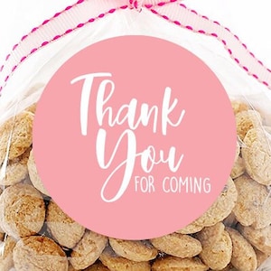 Printed Thank You for Coming Birthday Stickers, Birthday Party Stickers, Choose Your Color Circle Stickers, Party Favor Sticker