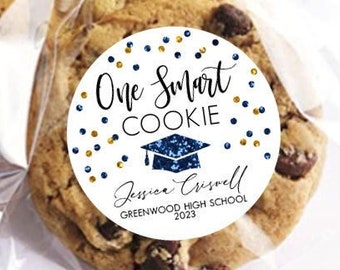 Personalized Stickers, Graduation Party Stickers, One Smart Cookie Graduation Stickers, Custom Graduation Stickers, Graduation Party Favor