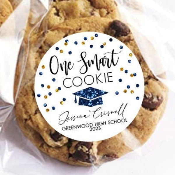 Personalized Stickers, Graduation Party Stickers, One Smart Cookie Graduation Stickers, Custom Graduation Stickers, Graduation Party Favor