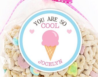 Personalized Ice Cream Birthday Stickers, Ice Cream Birthday Party Favor Stickers, Party Favor Labels, Customized , 4 Sizes Printed Stickers
