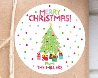 Merry Christmas Stickers, Personalized Christmas Party Favor Stickers, Customized Christmas Stickers, Party Favor Label, 4 sizes, Printed