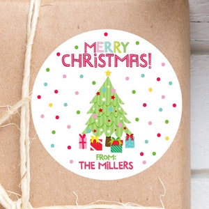 Merry Christmas Stickers, Personalized Christmas Party Favor Stickers, Customized Christmas Stickers, Party Favor Label, 4 sizes, Printed