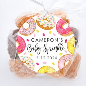 Personalized Sprinkles Baby Sprinkle Stickers, Donut Theme Baby Shower Stickers, Party Favor Labels, Customized , 4 Sizes, Baby Sprinkle