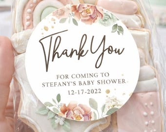 Stickers Cadeaux Baby Shower, Stickers Baby Shower Merci, Étiquettes Florales Pour Baby Shower, Étiquettes De Cadeaux Pour Fête Prénatale, Autocollants Personnalisés Pour Baby Shower