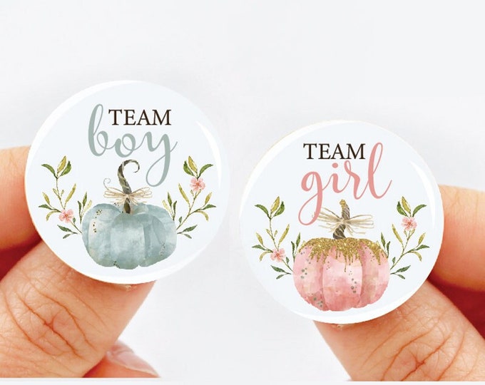 Gender Reveal Pins - 40pcs Team Boy Or Girl Button Pins, 1.75 Inch, For Gender Reveal Party Games & Decorations