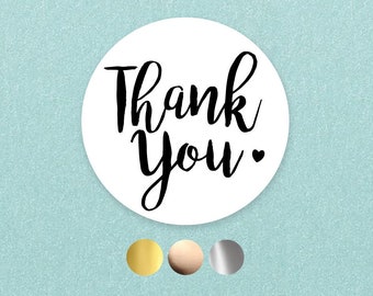 Personalized Thank You Stickers, Business Stickers, Foil Thank You Stickers, Simple Thank You Label, Thank You Stickers, Thank You Labels