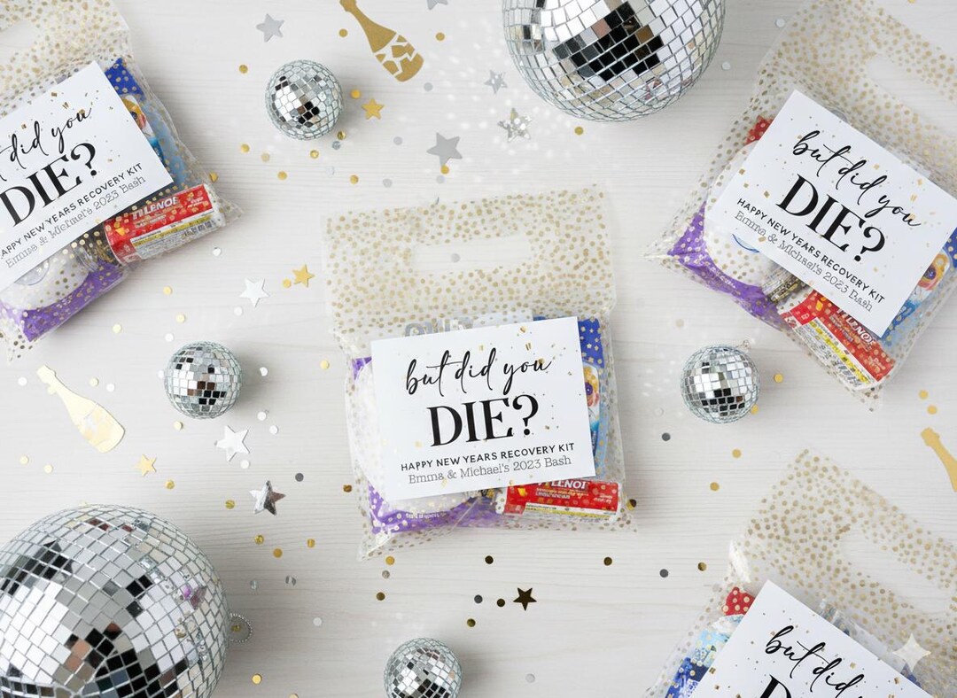 New Kit Label But Did You Die Hangover Kit Labels – Printed Happy New Year Recovery ...