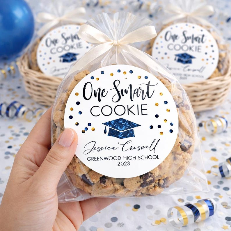 Personalized Stickers, Graduation Party Stickers, One Smart Cookie Graduation Stickers, Custom Graduation Stickers, Graduation Party Favor image 1