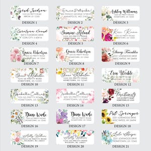 Personalized Floral Return Address Labels, Custom Printed Self-Adhesive Address Stickers, Elegant Envelope Labels for Mail & Invitations