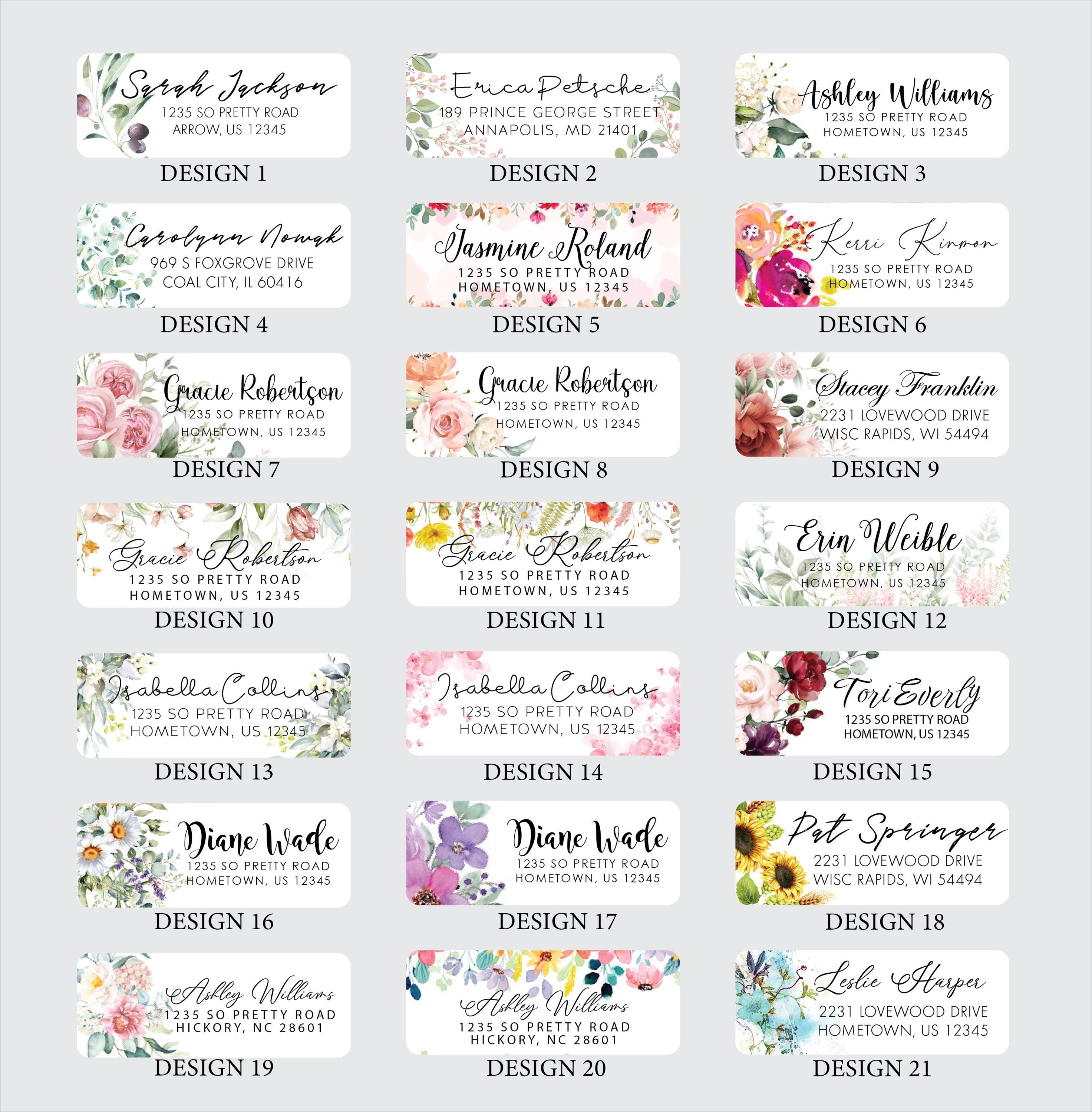 Personalized Floral Return Address Labels, Custom Printed Self-Adhesive Address Stickers, Elegant Envelope Labels for Mail & Invitations