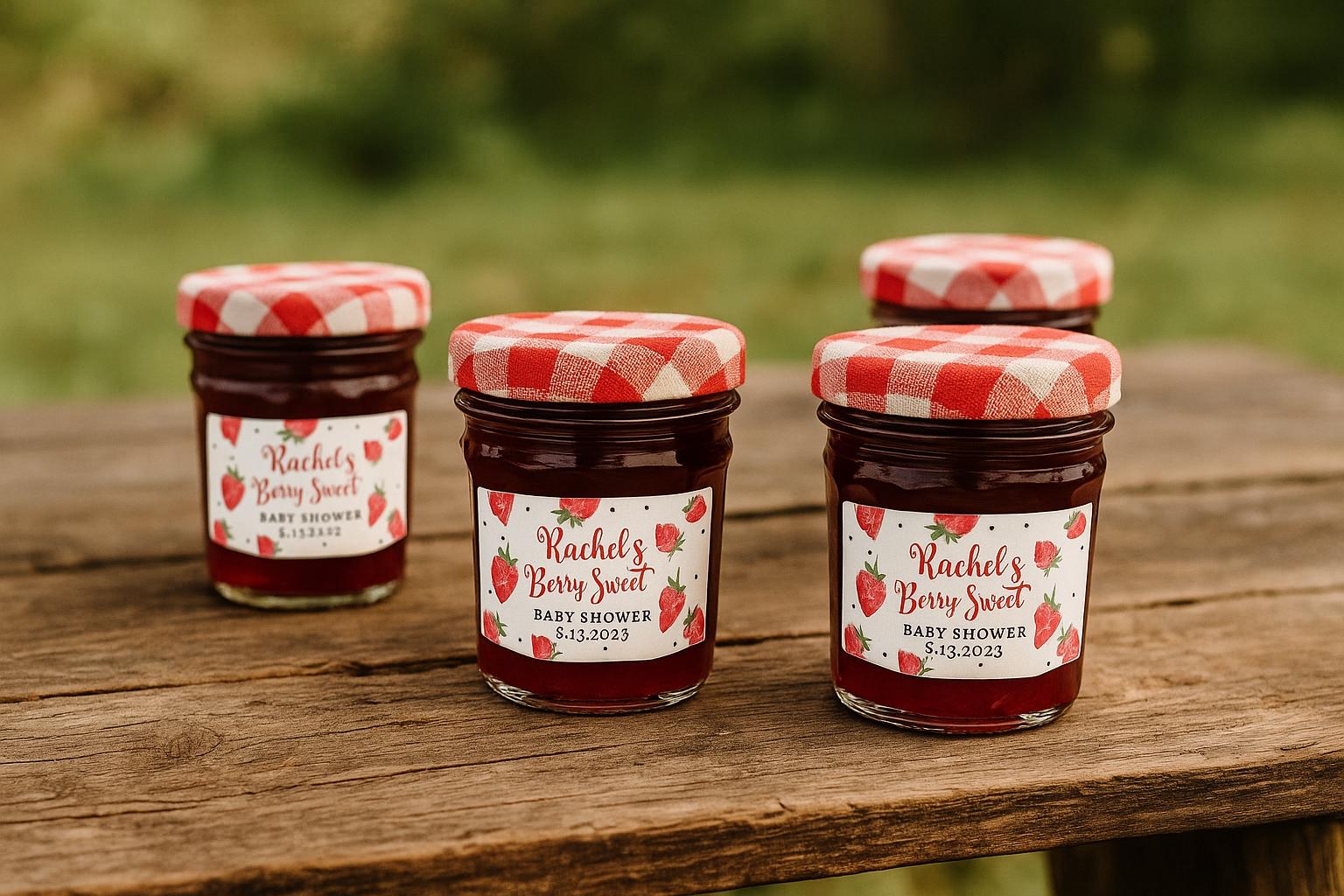 Berry Sweet Baby Shower Mini Jam Jar Stickers, Strawberry Party Favor ...