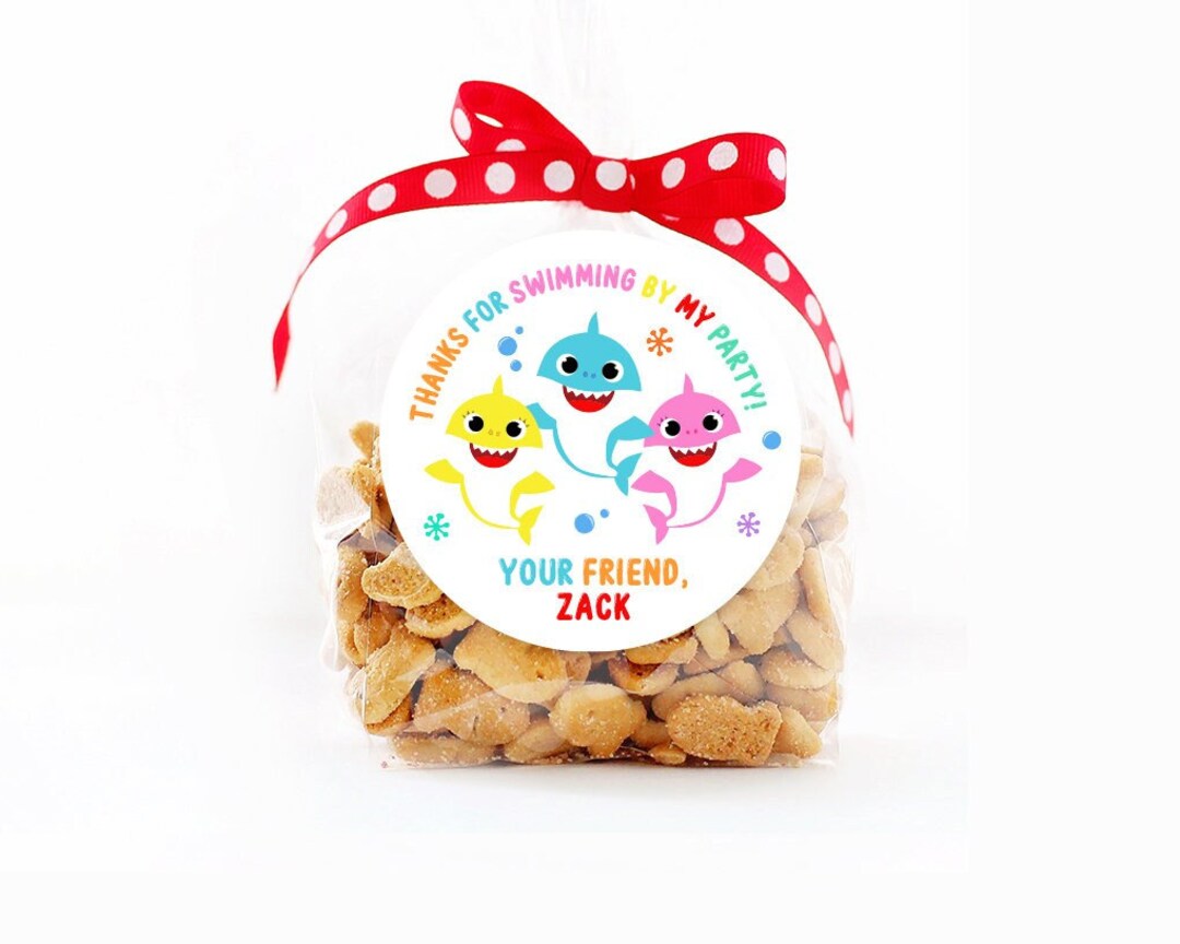 Baby Shark Birthday Stickers, Shark Birthday Party Favor Stickers ...