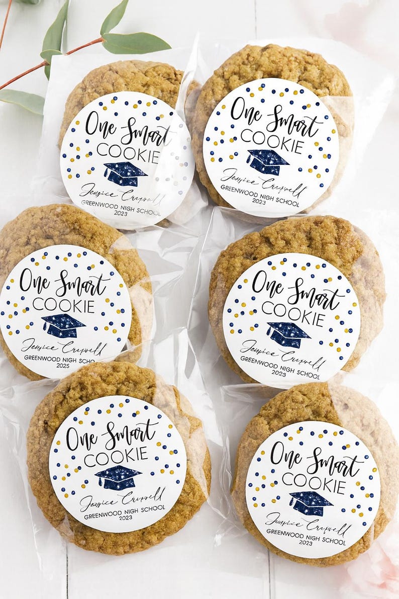 Personalized Stickers, Graduation Party Stickers, One Smart Cookie Graduation Stickers, Custom Graduation Stickers, Graduation Party Favor image 5