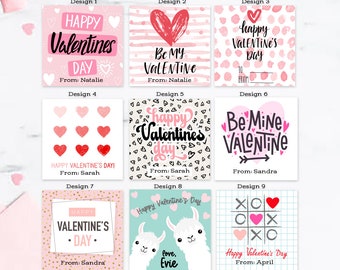 Valentine's Day Stickers, Valentine Favor Stickers, Valentine Party Favor Labels, Customized , 4 Sizes, Printed Stickers, Classroom Favors