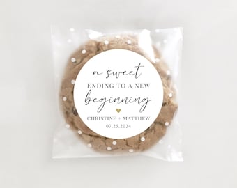 Wedding Favor Stickers, A Sweet Ending To A New Beginning Stickers, Custom Wedding Stickers, Customized Favor Sticker, 4 sizes, Printed