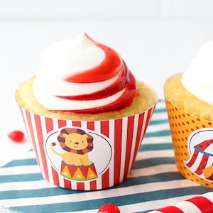 Printable Circus Birthday Cupcake Wrappers, Circus Party, INSTANT DOWNLOAD, Circus Birthday Cupcake Wrappers, Big Top Birthday Printable