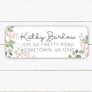 Personalized Return Address Labels, Eucalyptus Floral Return Address Stickers, Customized Greenery Address Label, Choose Your Font, Glossy