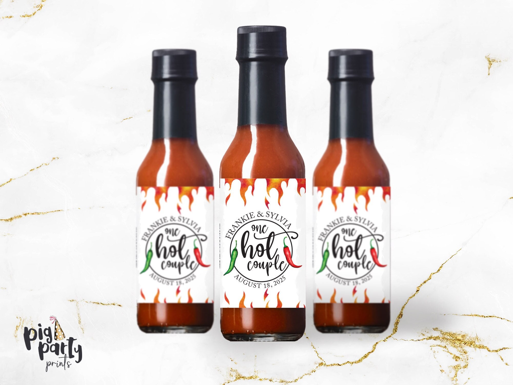 Etiquetas personalizadas de salsa picante de una pareja caliente, pegatinas de salsa picante personalizadas, etiquetas de vino de boda, pegatinas impresas, mini etiquetas de salsa picante
