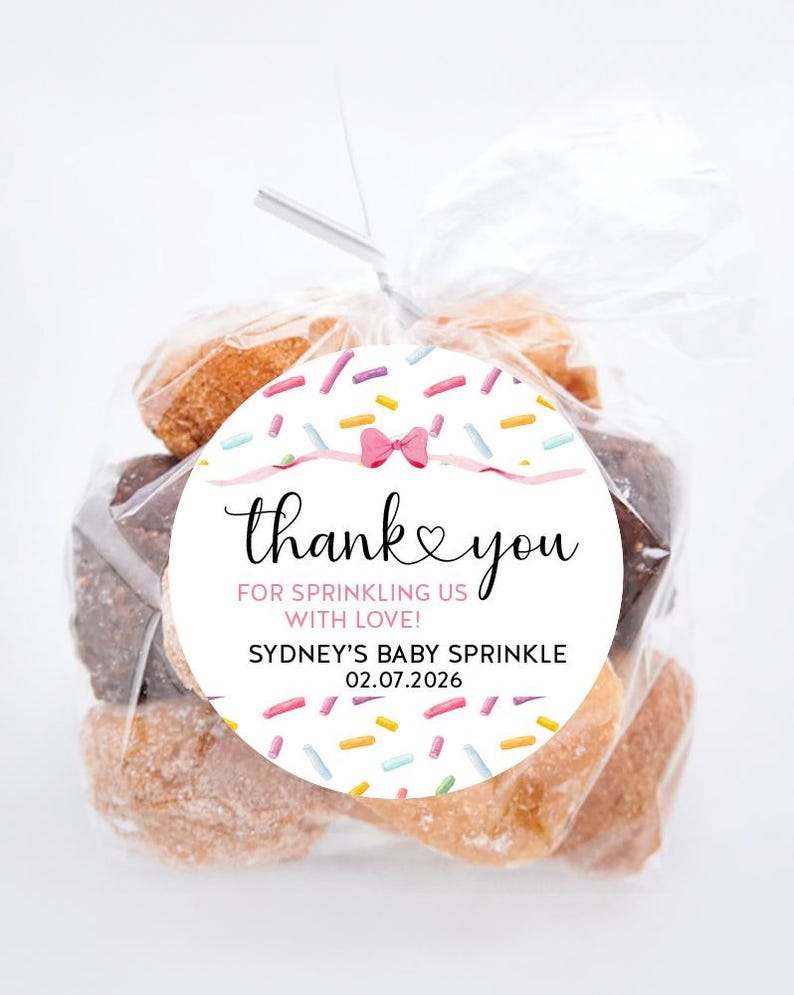 Sprinkle Container Sticker Baby Sprinkle Favor Stickers, Thank You for Sprinkling Us With Love ...