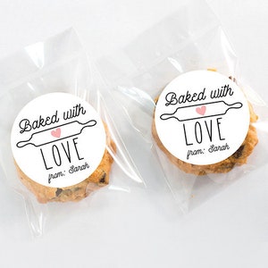 Personalized Baked with Love Stickers, Homemade Bakery Stickers, Food Stickers, Custom Baked Goods Label, Labels for Homemade Baked Goods