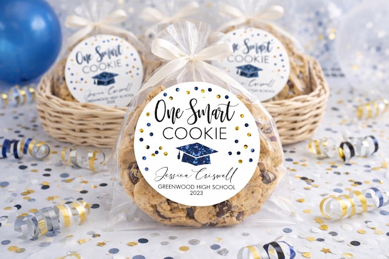 Personalized Stickers, Graduation Party Stickers, One Smart Cookie Graduation Stickers, Custom Graduation Stickers, Graduation Party Favor image 2