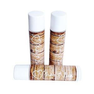 Personalized Rustic Wood Wedding Lip Balm Labels, Our Love is the Balm Lip Balm Stickers, Wedding Favor, Customized, Lip Balm label