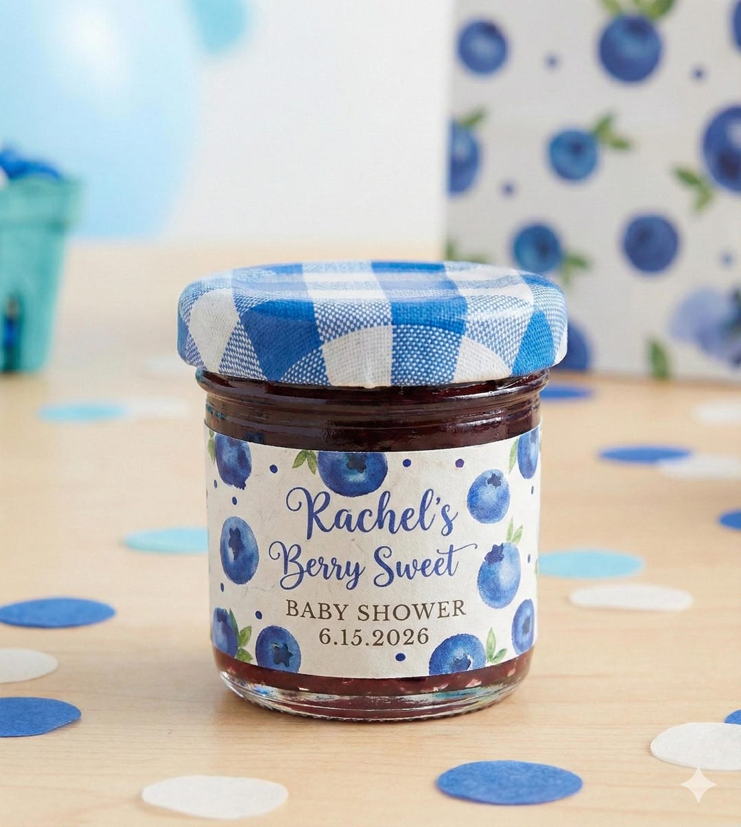 Berry Sweet Baby Shower Mini Jam Jar Stickers, Blueberry Party Favor ...