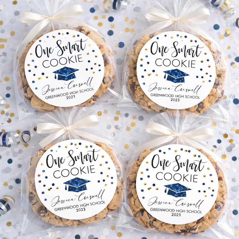 Personalized Stickers, Graduation Party Stickers, One Smart Cookie Graduation Stickers, Custom Graduation Stickers, Graduation Party Favor image 3