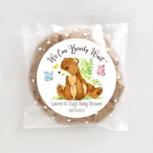 Personalized Bear Butterfly Baby Shower Stickers, Teddy bear Baby Shower Stickers, Party Favor Labels, Printed Tags, 4 Sizes, Bearly Wait